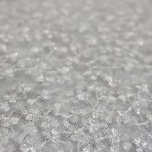Tule kant broderie silver met planten motief en zilverdraad - Lorré