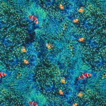 Katoen blauw met clownvissen