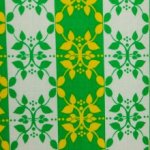 Katoen groen wit met groene en gele bladeren