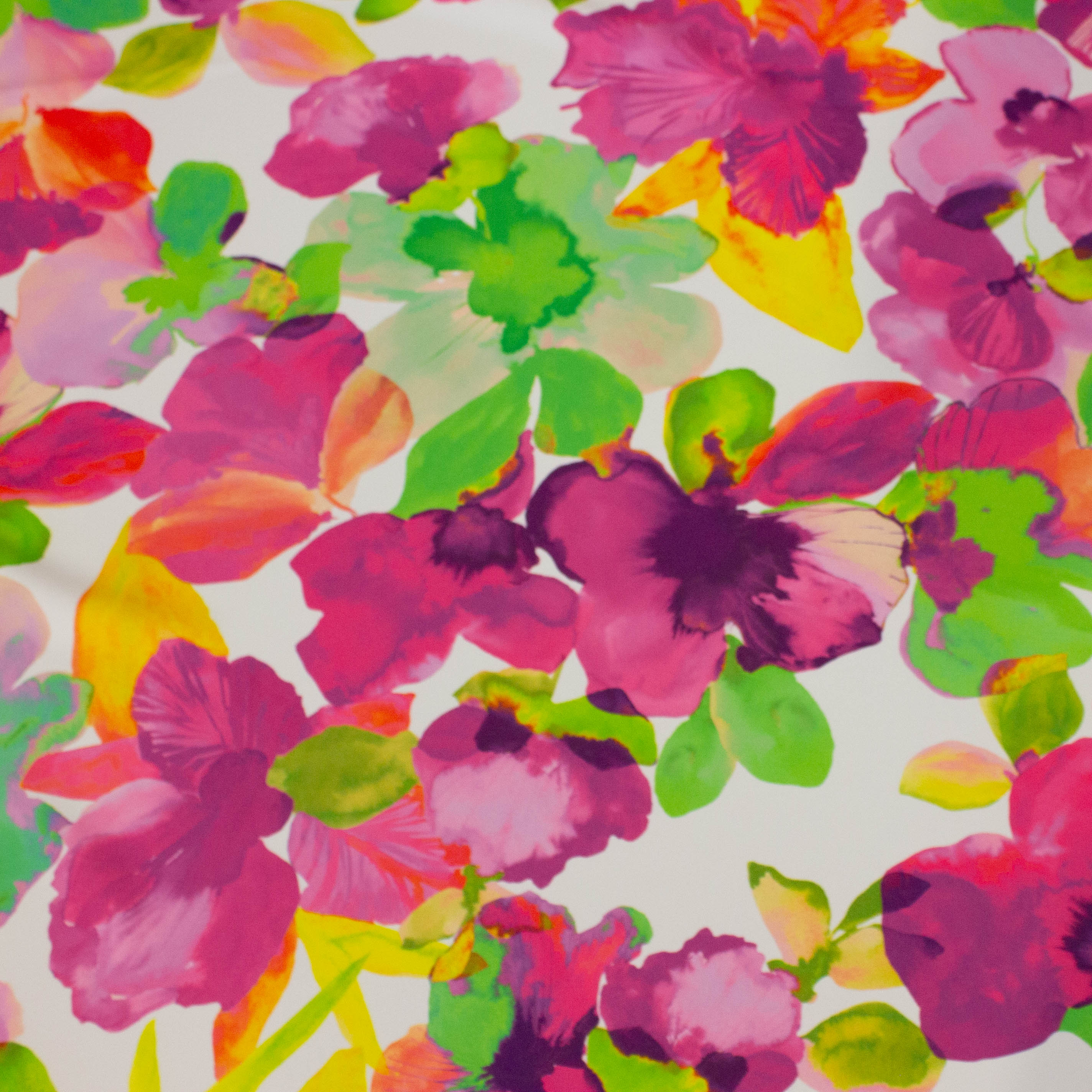 Polyester wit met bloemen - Lorré