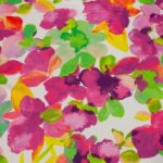 Polyester wit met bloemen - Lorré