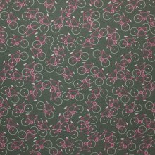 Katoen grijs met roze fietsen