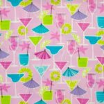 Katoen roos met cocktailglazen met glitter