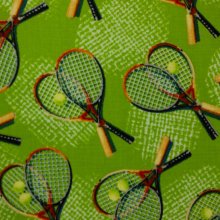 Katoen limoen met tennisrakketten en tennisballen