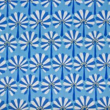 Katoen blauw met abstracte bloemen