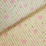 katoen wit met strepen en roze, witte en bruine sterren