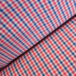 katoen wit met rode en blauwe strepen