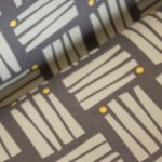 Canvas grijs met grijze strepen en gele bolletjes