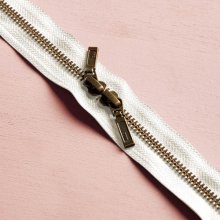Rits met dubbele schuiver - 40 cm - brass - off white - Atelier Brunette