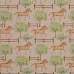 Canvas beige met paarden en bomen