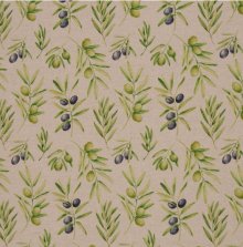 Canvas beige met zwarte en groene olijven