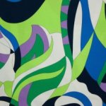 Viscose tricot wit met kleurrijke abstracte vormen