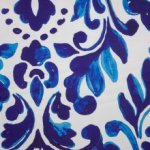 Polyester elastisch wit met blauwe motief