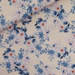 Canvas wit met roze bloemen en blauwe bladeren - Beach Rose - See you at six
