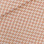 French terry ecru met roze ruiten - Checkers Peach Parfait - See you at six