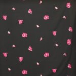 Polyester licht elastisch zwart met roze bloemen
