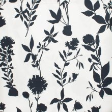 Katoen elastisch wit met donkerblauwe bloemen