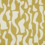 Katoen ecru met mosterdkleurige geometrische figuren
