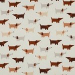 Katoen tricot rib ecru met honden