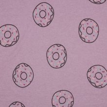 Katoen tricot melange roos met glitterdonuts