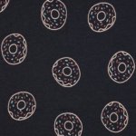 Katoen tricot melange zwart met glitterdonuts