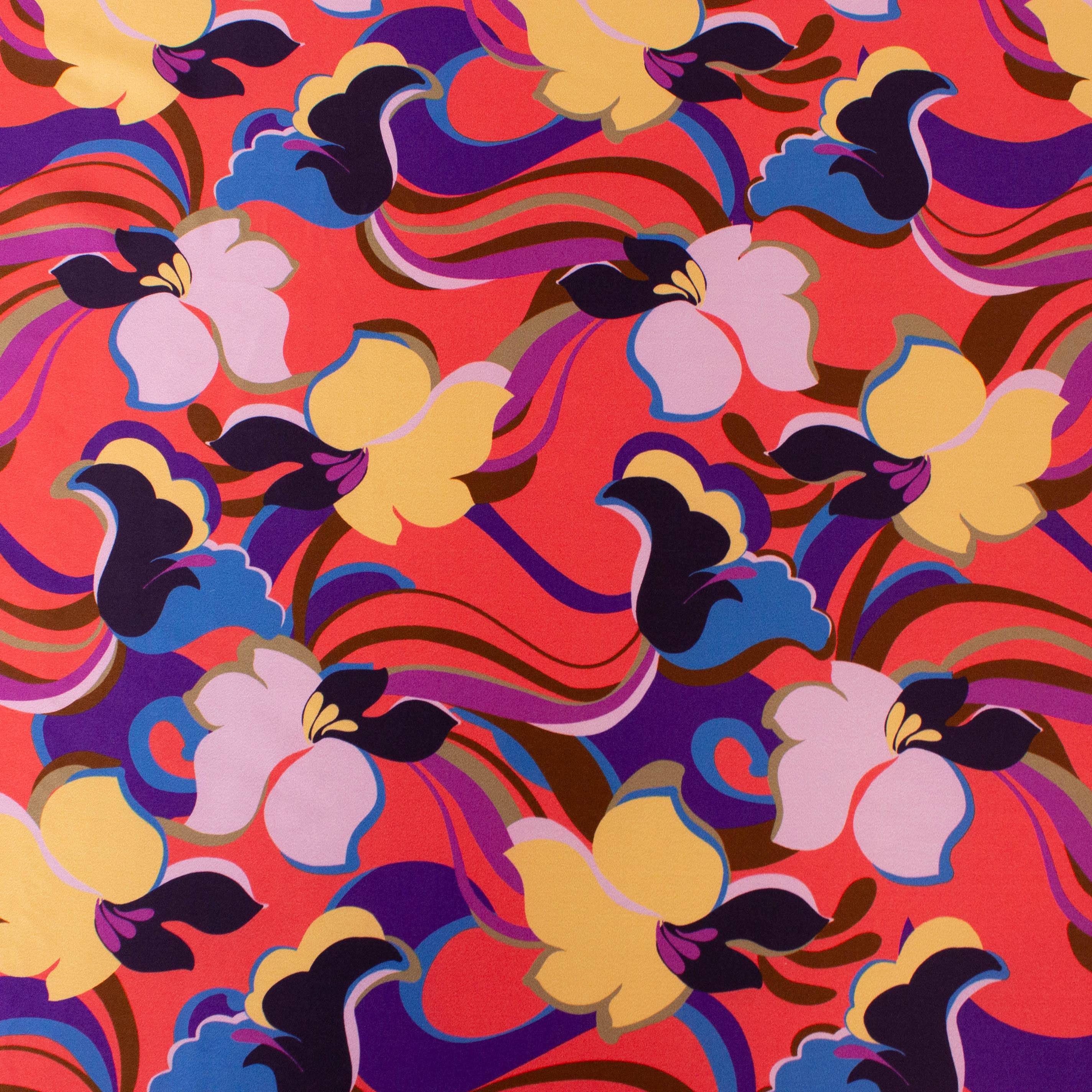 Zijde rood met sierlijke bloemen print - Lorré