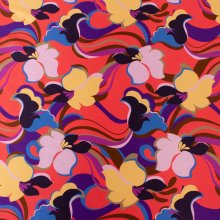 Zijde rood met sierlijke bloemen print - Lorré