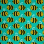 Katoentricot turquoise met bijen - Animal Minis by Käselotti