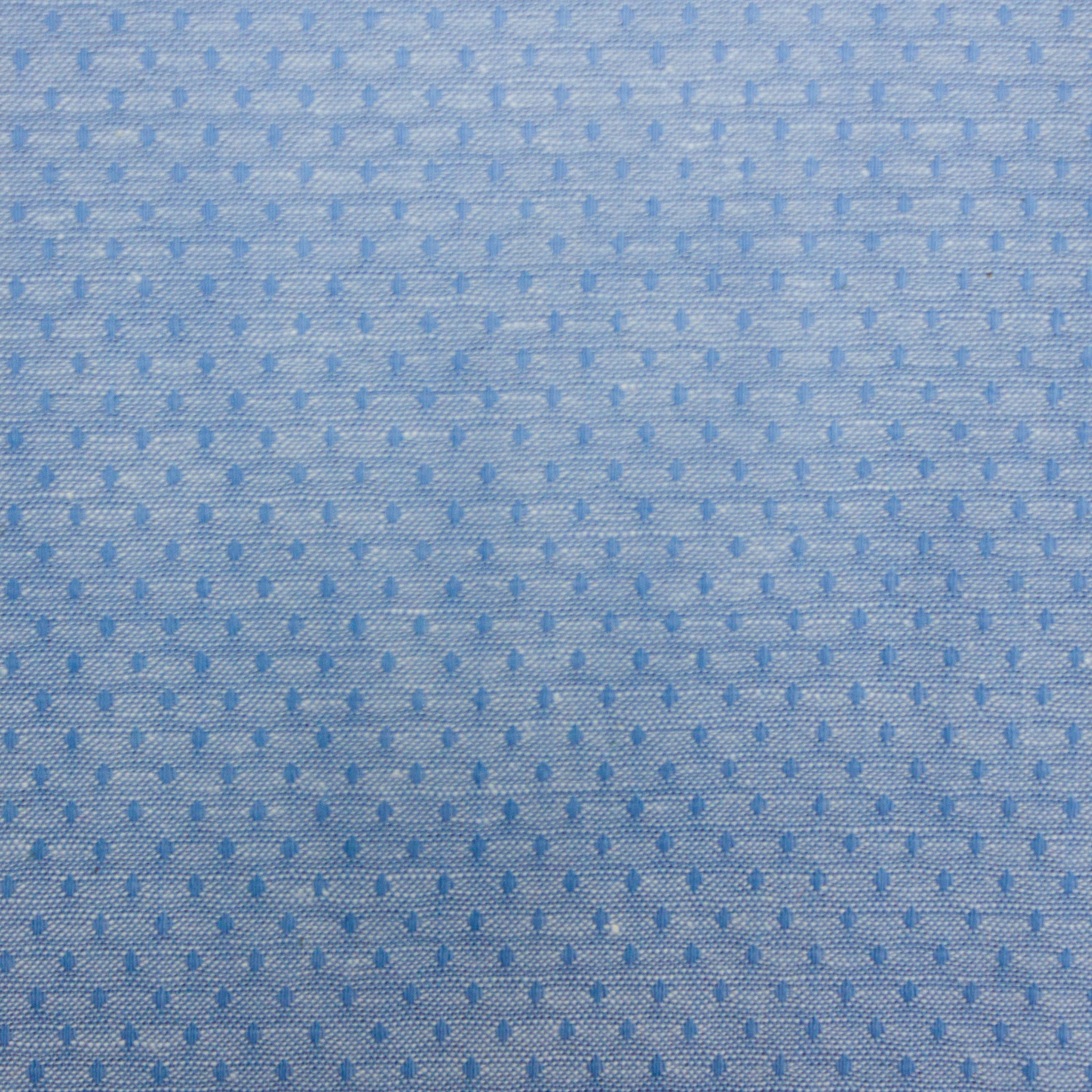 Katoen polyester blauw met fijne bolletjes