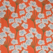 Katoen oranje met witte bloemen