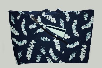 Pakket tas Eline donker blauw met blaadjes