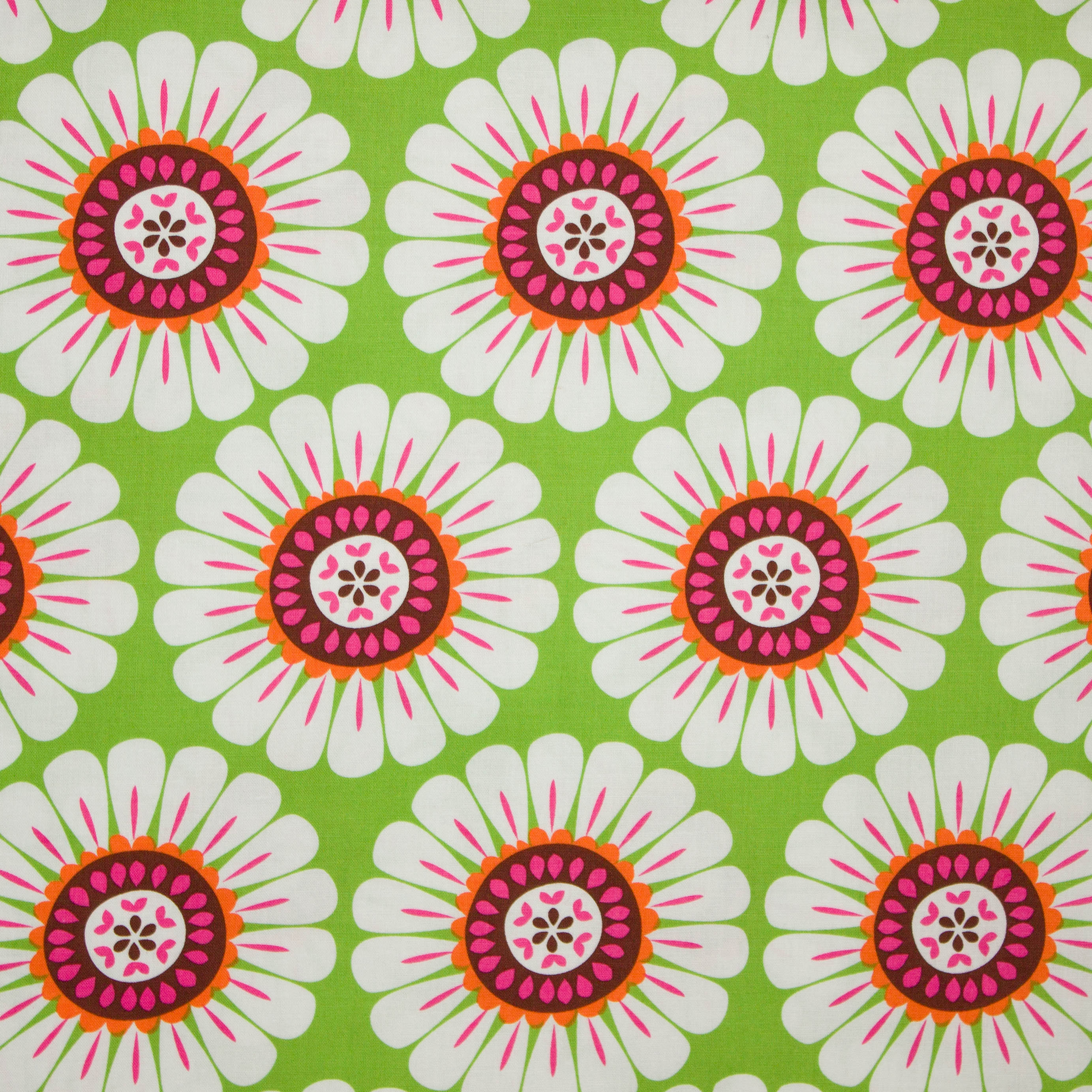 Katoen groen met bloemen