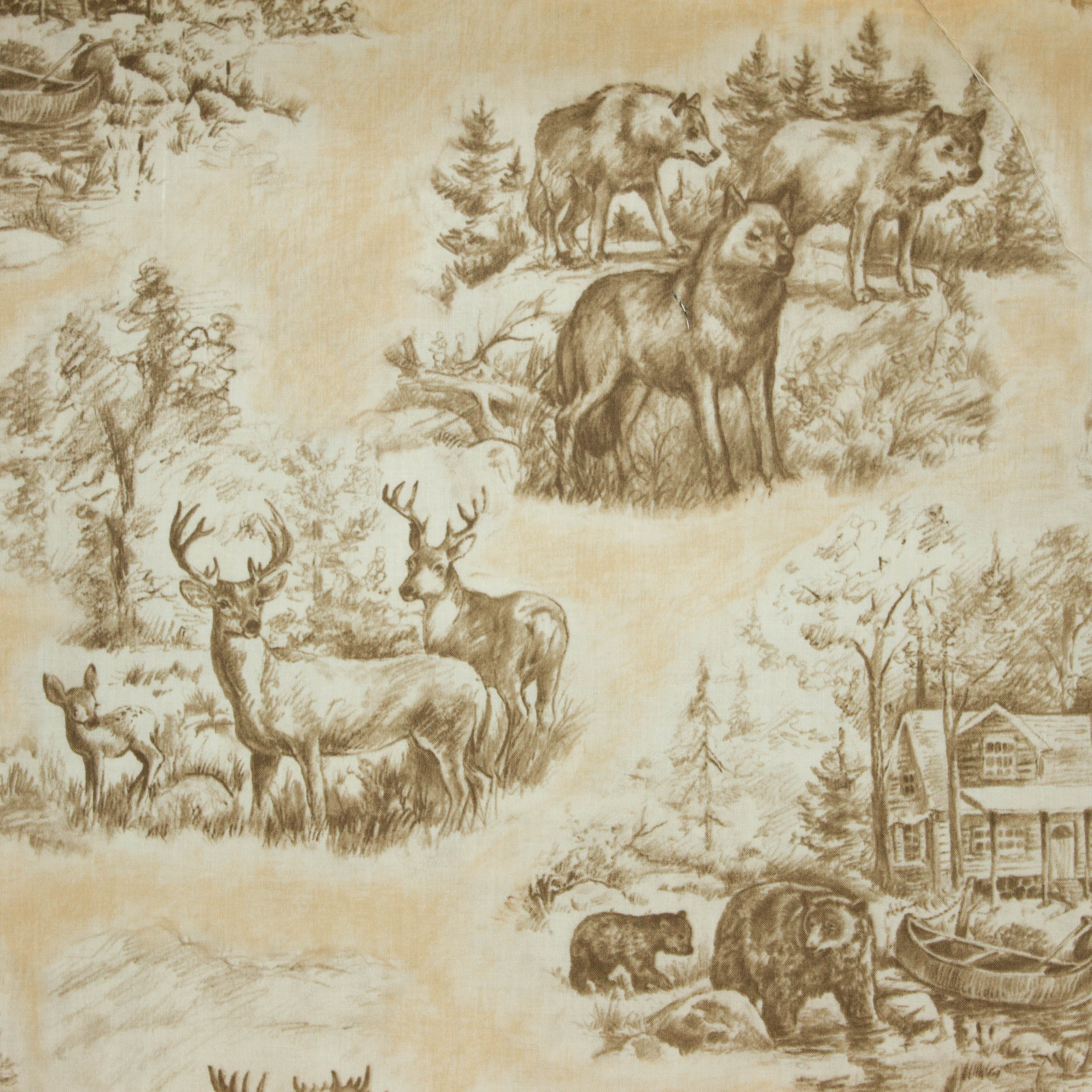 Katoen beige met tafereel wildlife