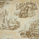 Katoen beige met tafereel wildlife
