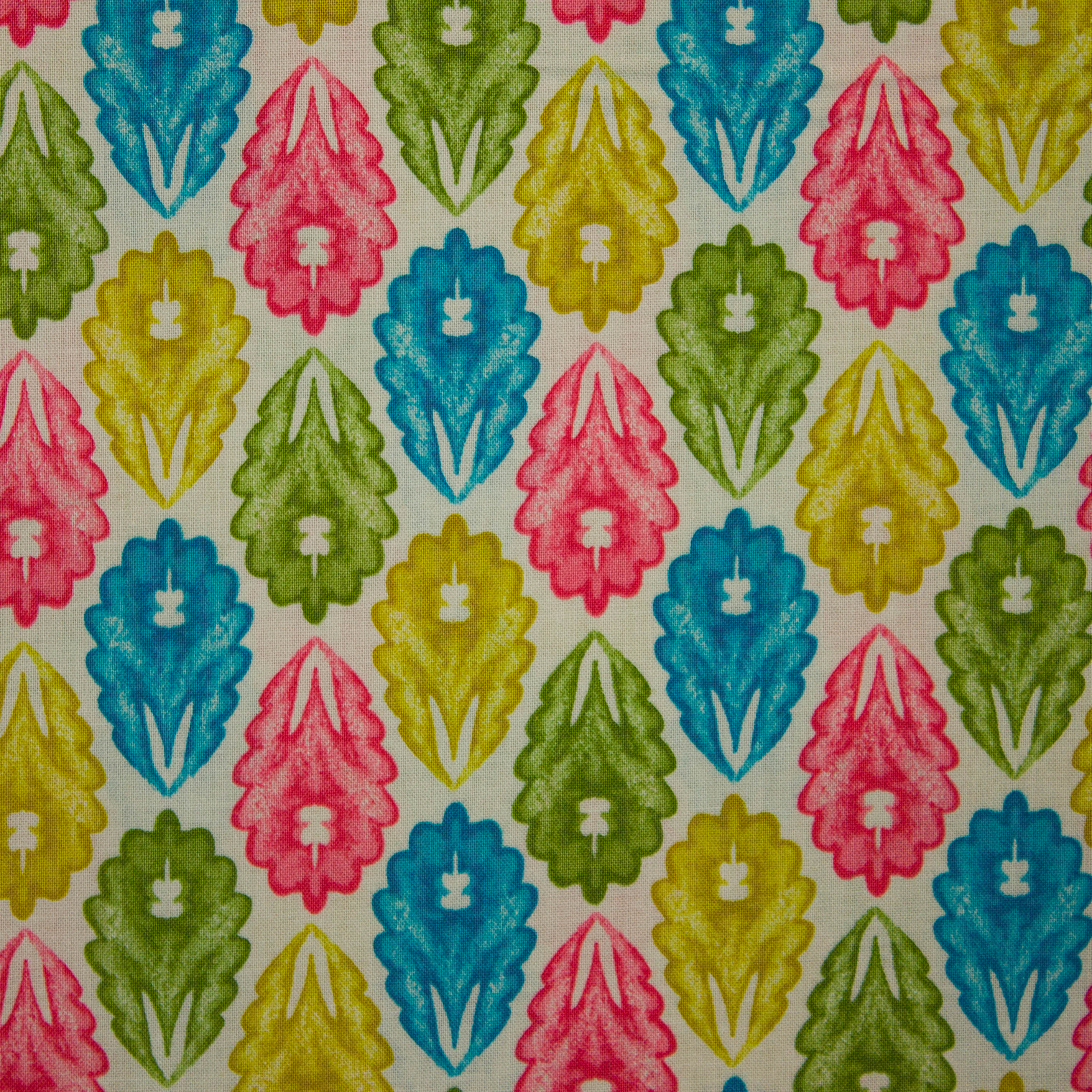 Katoen wit met multicolor abstract patroon