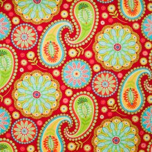 Katoen rood met paisley motief