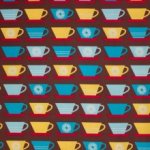 Katoen bruin met koffiekopjes