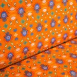 Katoen poplin oranje met blauwe Hamsa