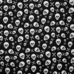 Katoen zwart met doodshoofden