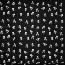 Katoen zwart met doodshoofden