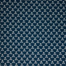 Katoen blauw met kleine doodshoofden