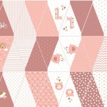 Paneel katoen vlaggetjes baby geboorte roos