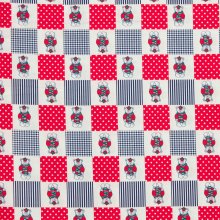 Katoen rood/wit met beertjes