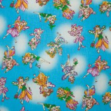 Katoen blauw wit met elfjes