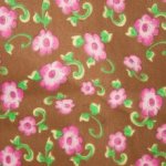 Katoen bruin met roze bloemen