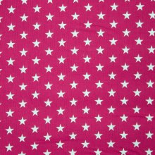 Katoen fuchsia met kleine witte sterren