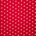 Katoen rood met kleine witte sterren