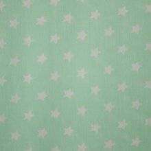 Katoen licht appelblauwzeegroen met kleine witte sterren