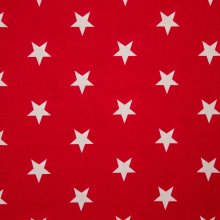 Katoen rood met witte sterren