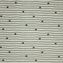 Katoen tricot wit met groene lijnen en slakken